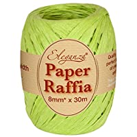 Eleganza 8 mm x 30 m bobinas de Rafia Rango de medición de o para Hacer Manualidades y de Regalo- No. 14 Verde Lima